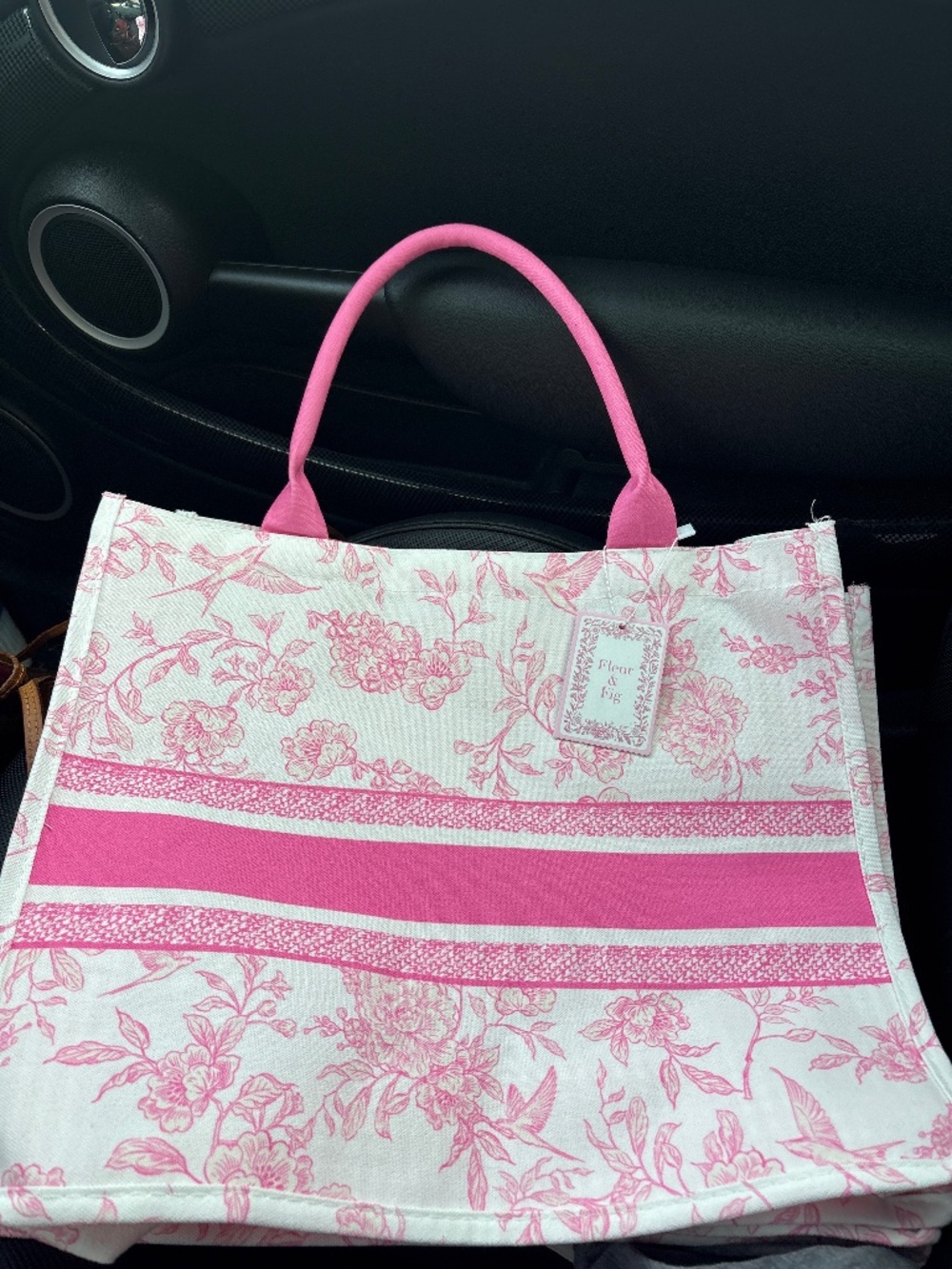 Five Below TikToc Viral Canvas Tote Bag - Pink and White